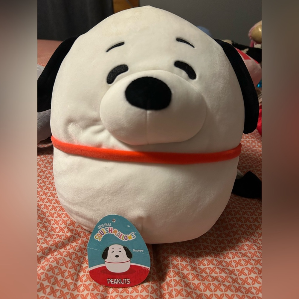 Squishmallows Snoopy Plush - Black and White